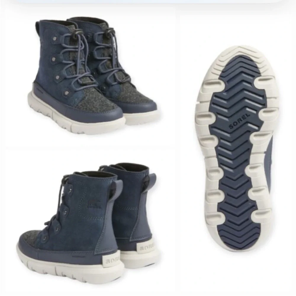 Sorel Kids' Explorer Waterproof Lace-up Boot In India Ink/ Moonstone Size 10 new